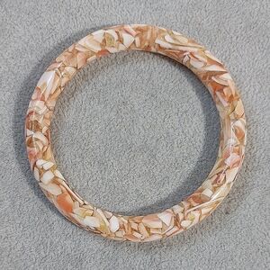 Vintage transparent Shell Stone Inlay Bangle Bracelet